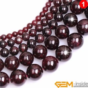Natural Dark Red Garnet Round Beads – 15" Strand for DIY Jewelry Making (6mm / 8mm / 10mm)