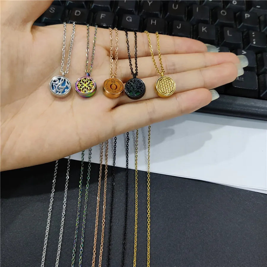12mm Stainless Steel Aroma Locket Necklace – Essential Oil Diffuser Pendant Jewelry - Image 6