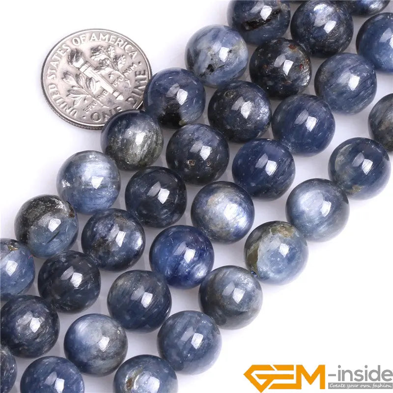 Natural Blue Kyanite Round Beads – 15" Strand for DIY Jewelry Making (4mm–12mm) - Image 4