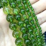 Natural Green Peridot Crystal Quartz Round Beads – Loose Stones for DIY Jewelry Making (4mm–10mm)