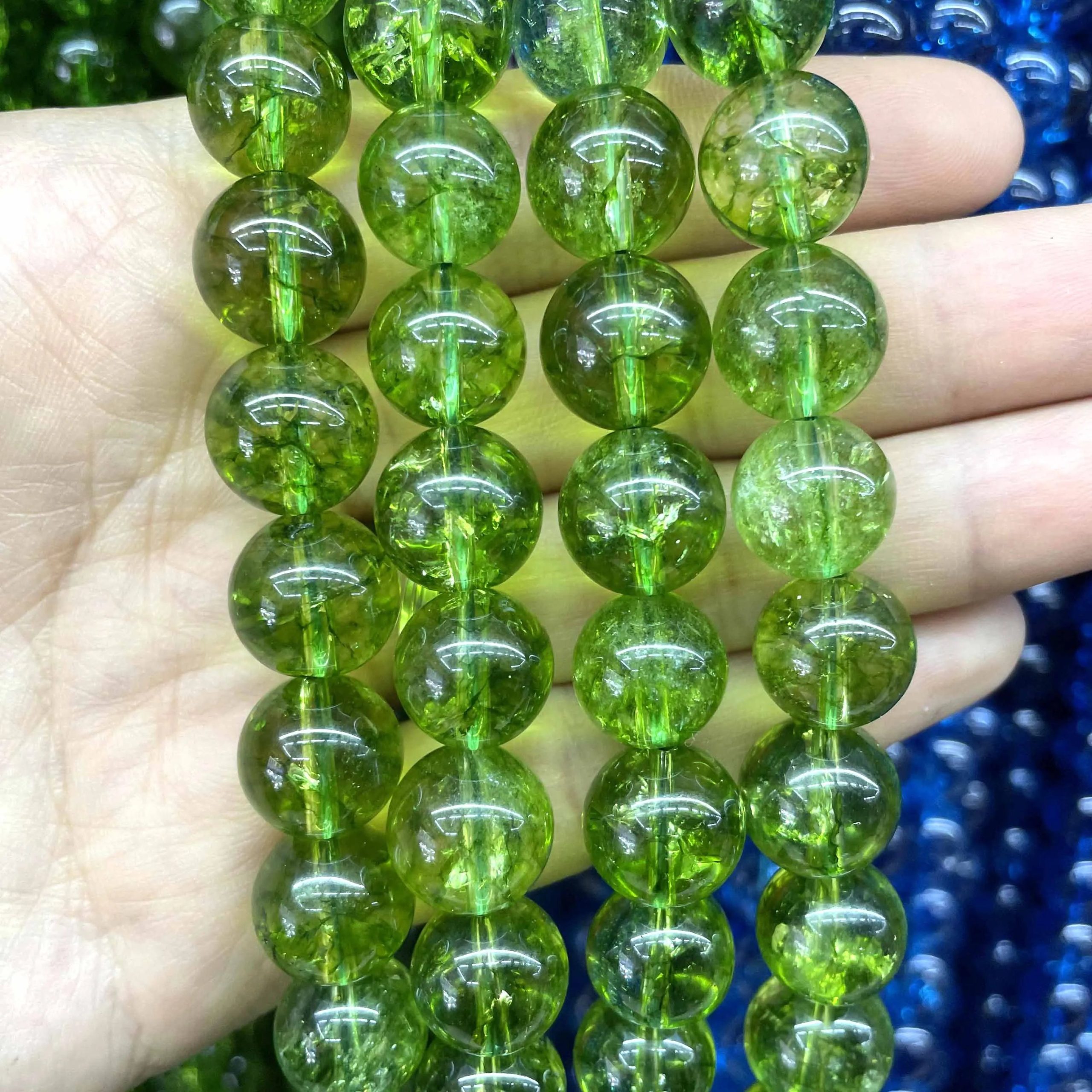 Natural Green Peridot Crystal Quartz Round Beads – Loose Stones for DIY Jewelry Making (4mm–10mm) - Image 4