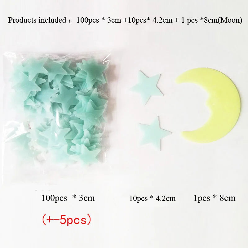 111Pcs Star & Moon Glow-in-the-Dark Wall Stickers – Luminous Decals for Kids Room, Bedroom & Home Decor - Image 2
