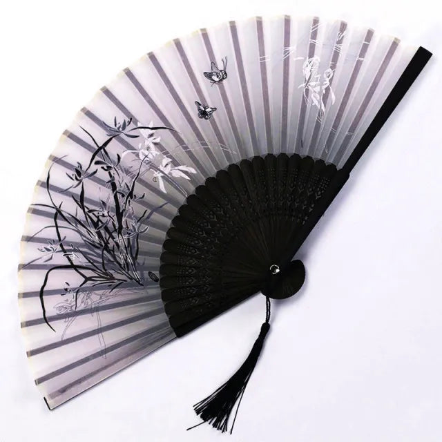 Bamboo Folding Fan Silk Chinese Fan Hand Women - Image 19