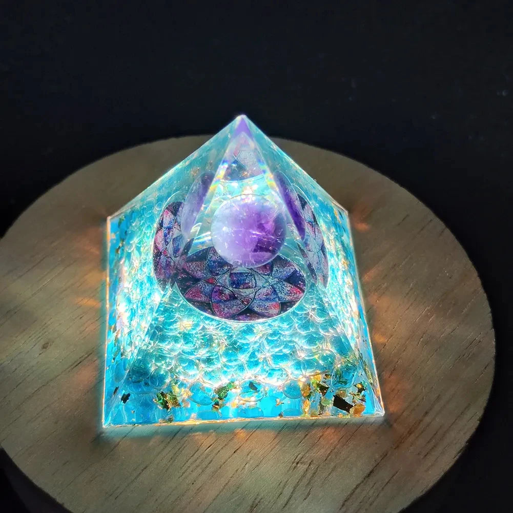 Crystal Stone Orgone Pyramid – Energy Generator with Natural Amethyst & Peridot for Reiki, Chakra & Room Decor - Image 37