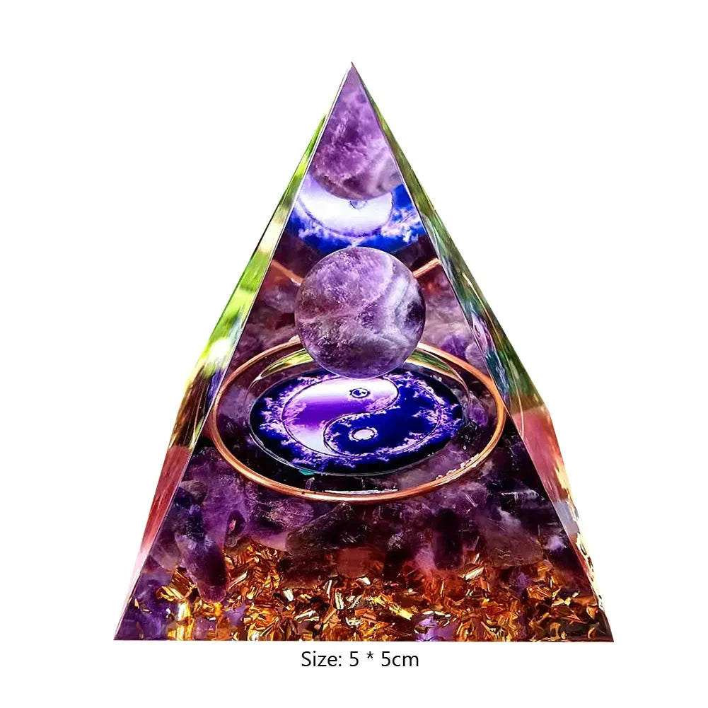 Crystal Stone Orgone Pyramid – Energy Generator with Natural Amethyst & Peridot for Reiki, Chakra & Room Decor - Image 29
