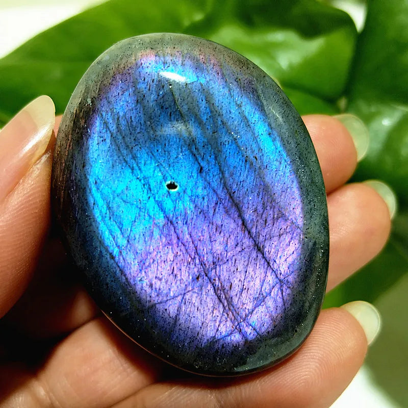 Natural Purple & Yellow Labradorite Crystal Palm Stone – Chakra Healing Gemstone for Meditation & Decor - Image 4