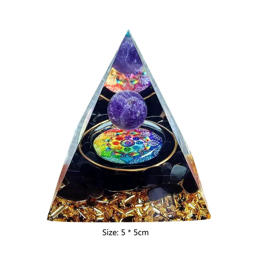 Crystal Stone Orgone Pyramid – Energy Generator with Natural Amethyst & Peridot for Reiki, Chakra & Room Decor - Image 39