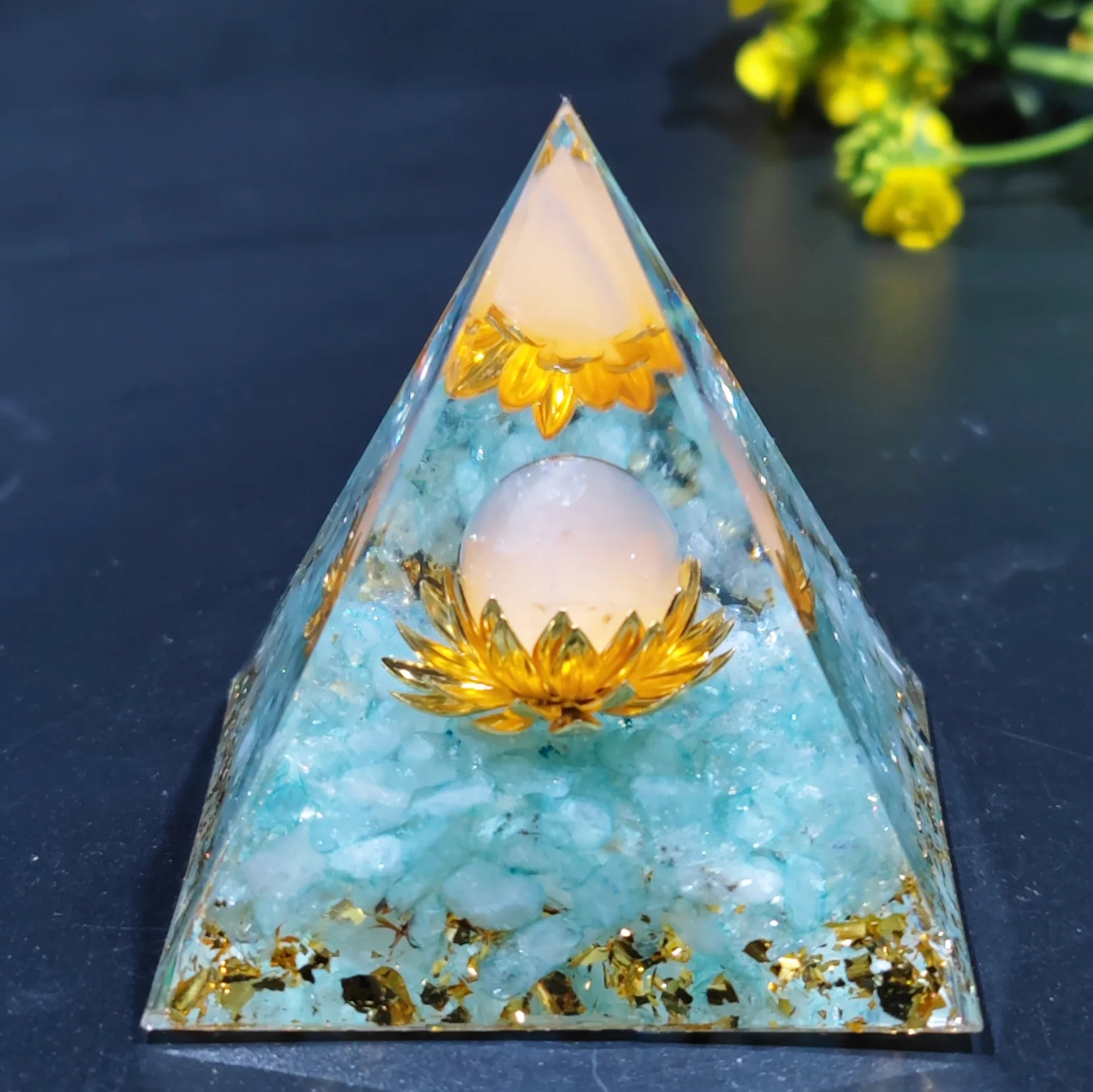 Crystal Stone Orgone Pyramid – Energy Generator with Natural Amethyst & Peridot for Reiki, Chakra & Room Decor - Image 33