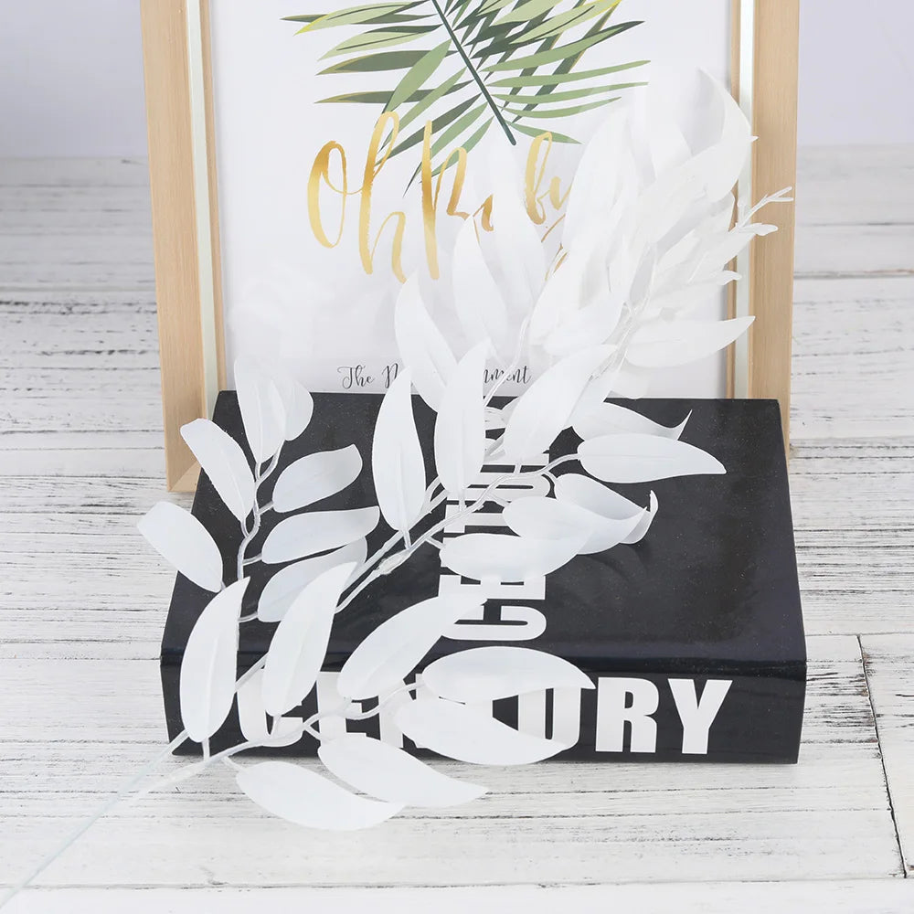 5pcs Green Artificial Willow Leaf Bouquets – Silk Fake Plants for Home, Garden & Event Decor - Image 2