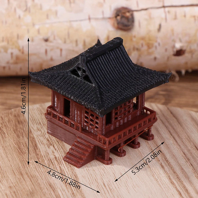 Chinese Classical Architecture Min Pavilion Ornament – Zen Micro Landscape Decor for Fish Tank & Desktop Display - Image 9