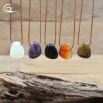 Natural Stone Nugget Pendant Necklace – Healing Crystal Charm Jewelry (Lapis, Amethyst, Tiger Eye, Rose Quartz & More)