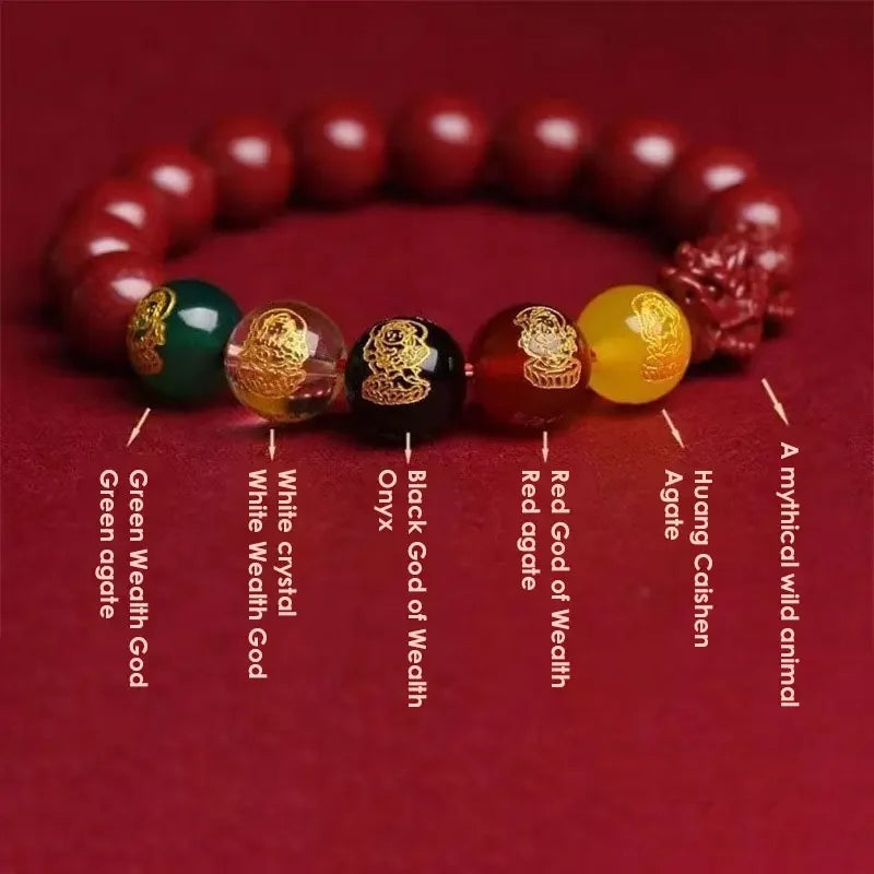Feng Shui Pixiu Cinnabar Bracelet – Lucky Chinese Charm Jewelry with Auspicious Juyun Beads - Image 3