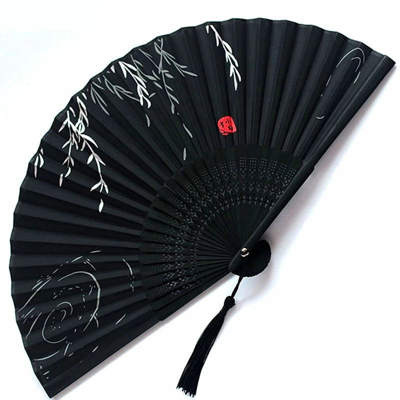 Bamboo Folding Fan Silk Chinese Fan Hand Women - Image 15