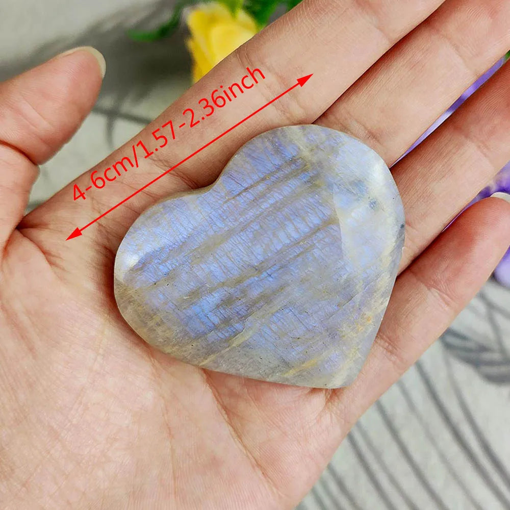 1PC Rare Blue Moonstone Heart – Natural Crystal Carving for Feng Shui, Healing & Meditation - Image 4