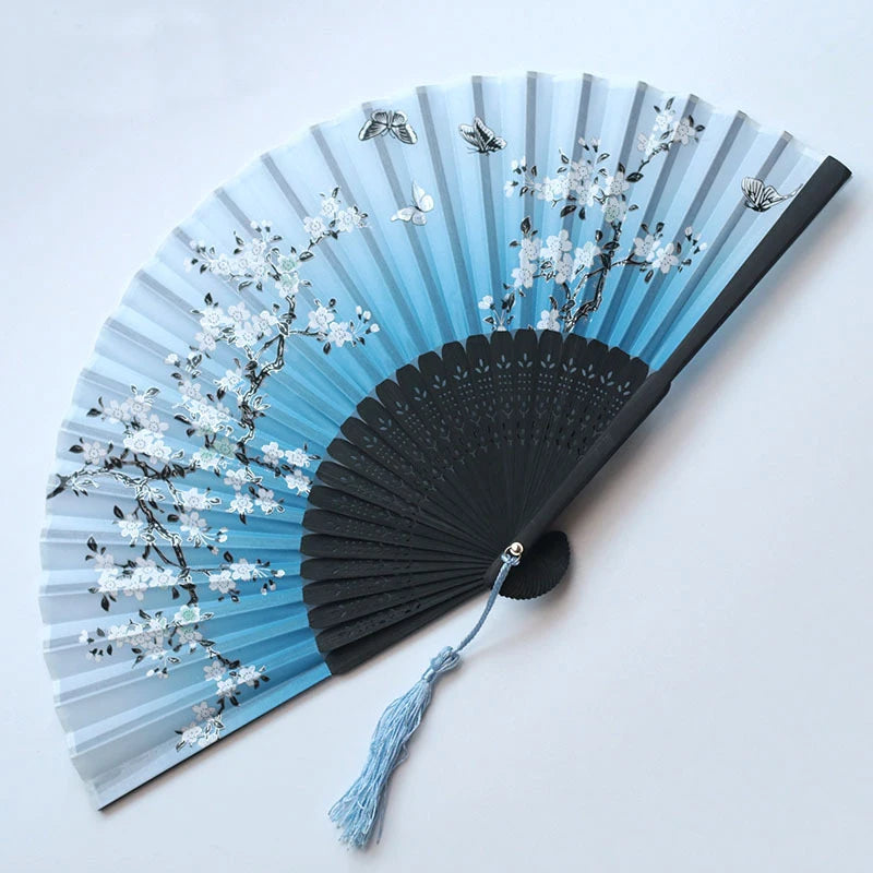 Bamboo Folding Fan Silk Chinese Fan Hand Women - Image 13
