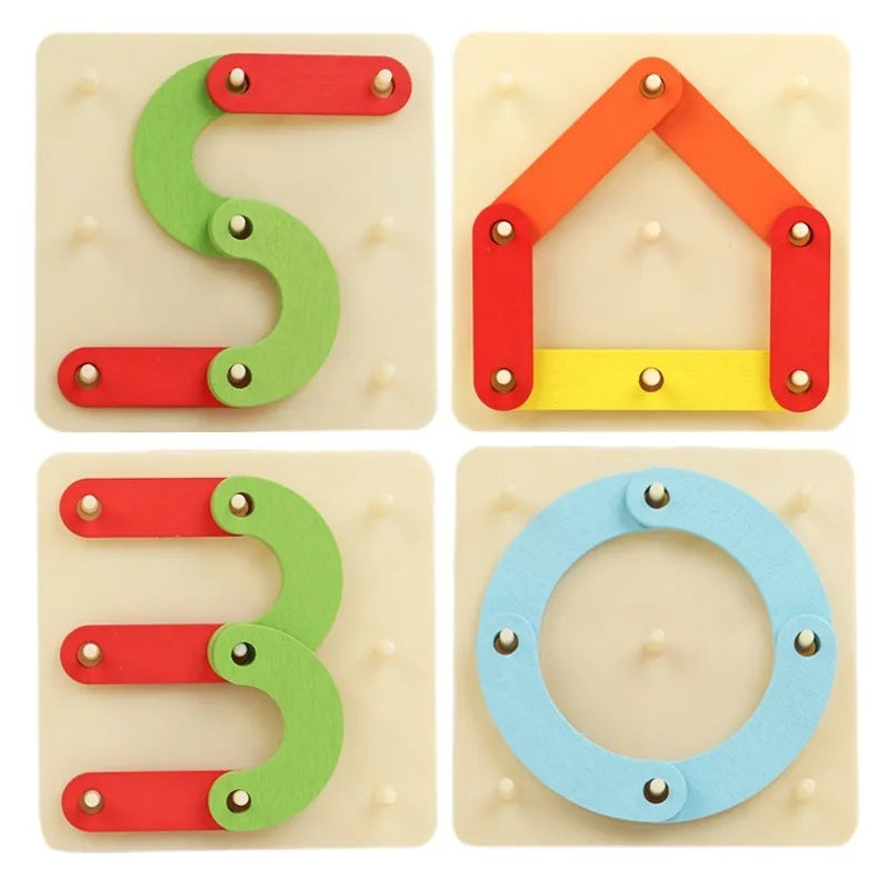 Montessori Geometric Pegboard Puzzle - Creative Educational Toy - Image 4