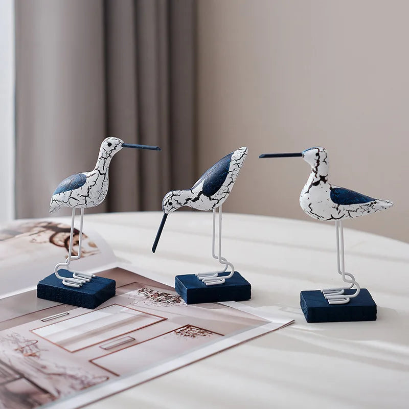 3pcs Wooden Seagull Figurine Set – Nautical Coastal Ornaments for Beach-Themed Home & Garden Decor - Image 2