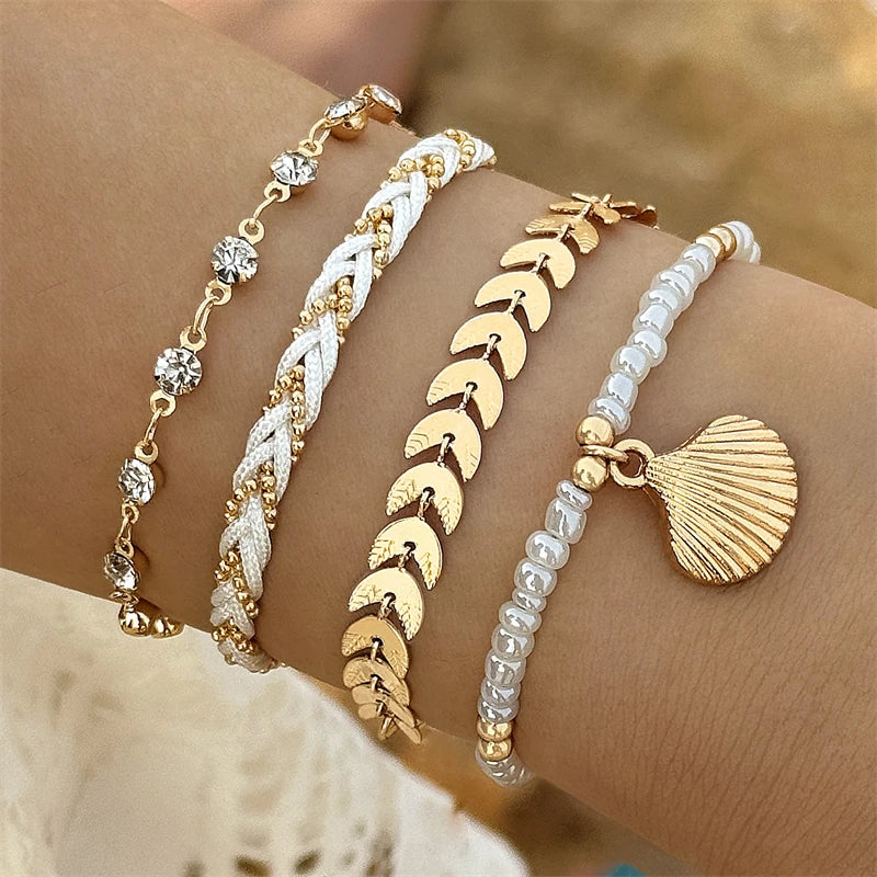 4pcs/set Bohemia Shell Bracelets – Ethnic Style Summer Jewelry for Women & Girls - Image 6