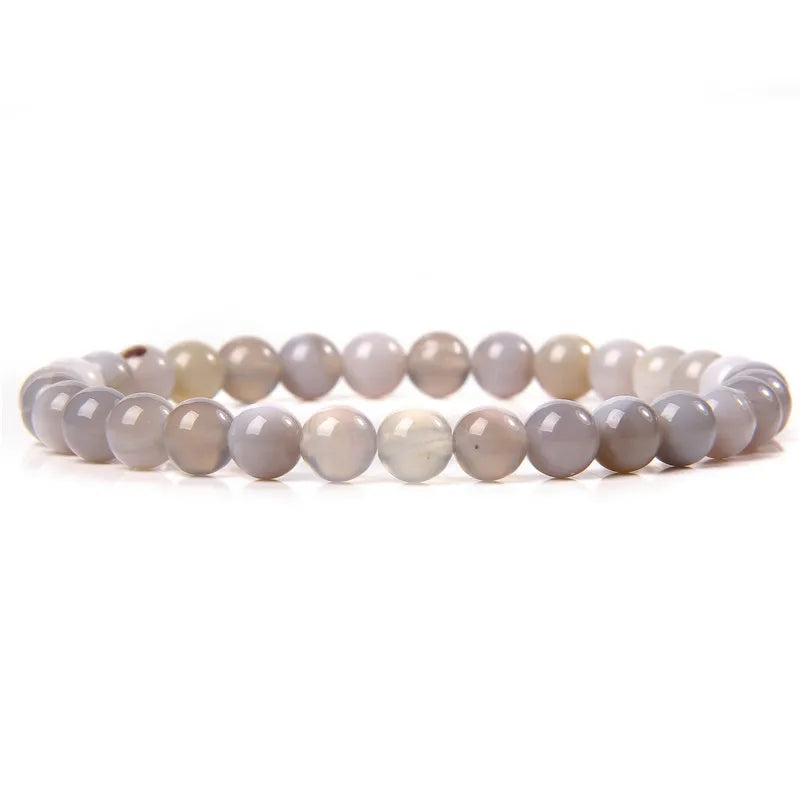 6MM Natural Stone Bead Stretch Bracelet – Energy Healing Agate Elastic Bangle for Men & Women - Image 43