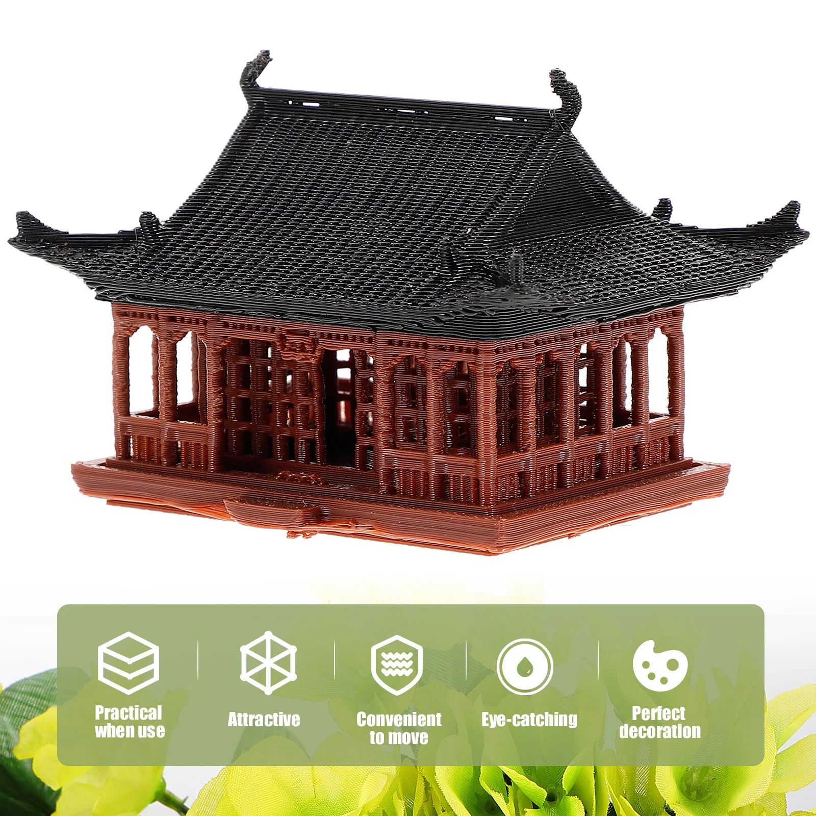 Chinese Zen Pavilion Mini Statue – Temple Figurine for Home, Garden & Aquatic Decor - Image 3
