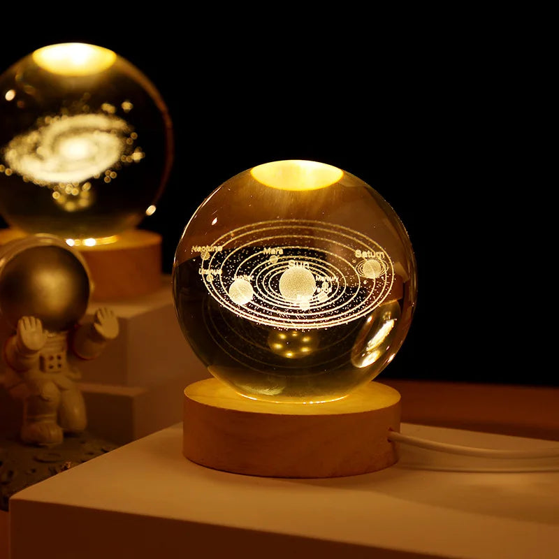 3D Crystal Ball Lamp with Galaxy Projections - Image 4
