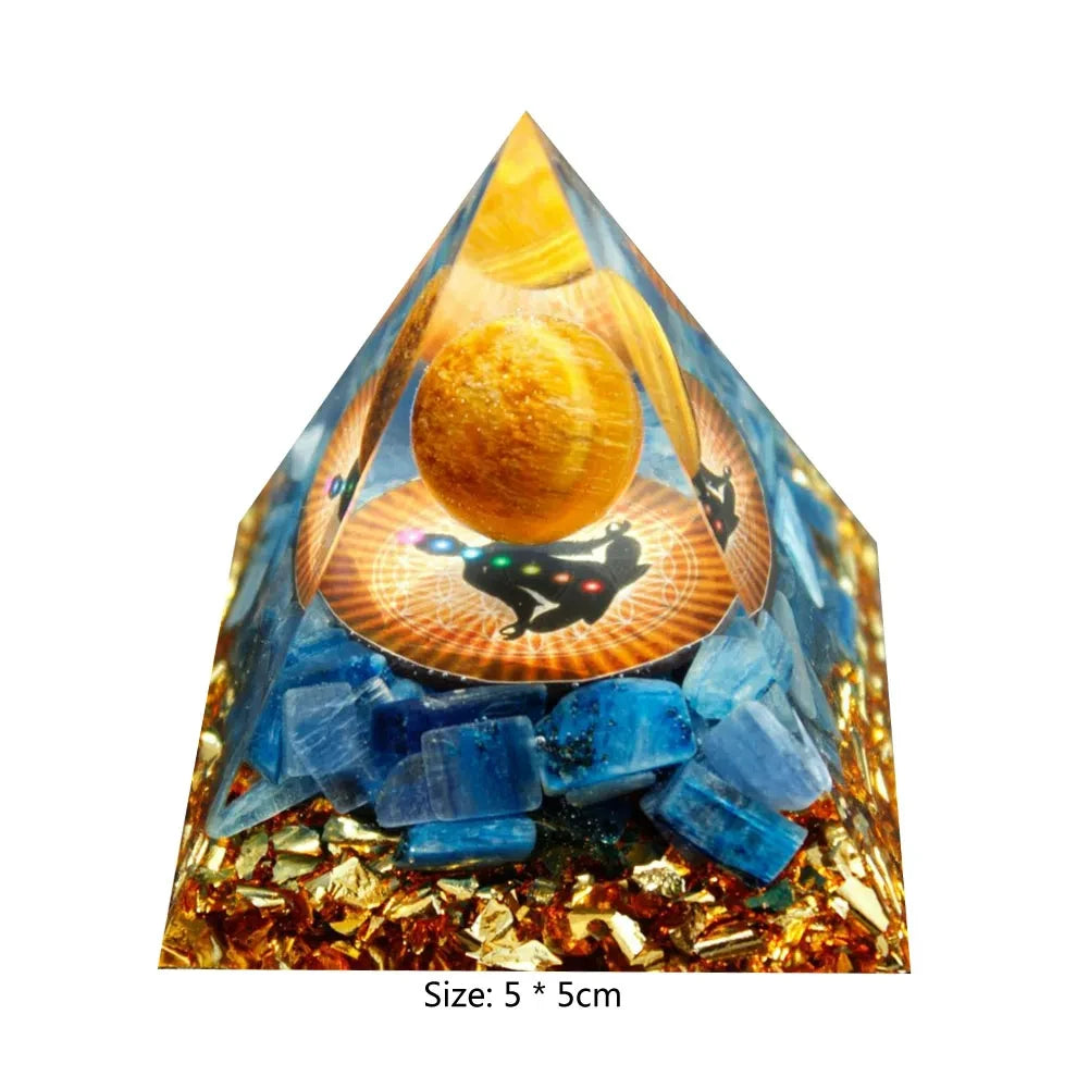 Crystal Stone Orgone Pyramid – Energy Generator with Natural Amethyst & Peridot for Reiki, Chakra & Room Decor - Image 16