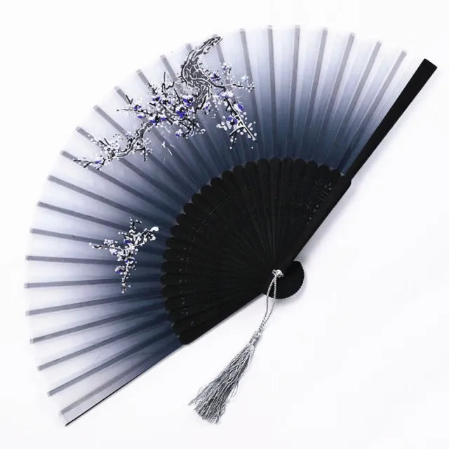 Bamboo Folding Fan Silk Chinese Fan Hand Women - Image 8