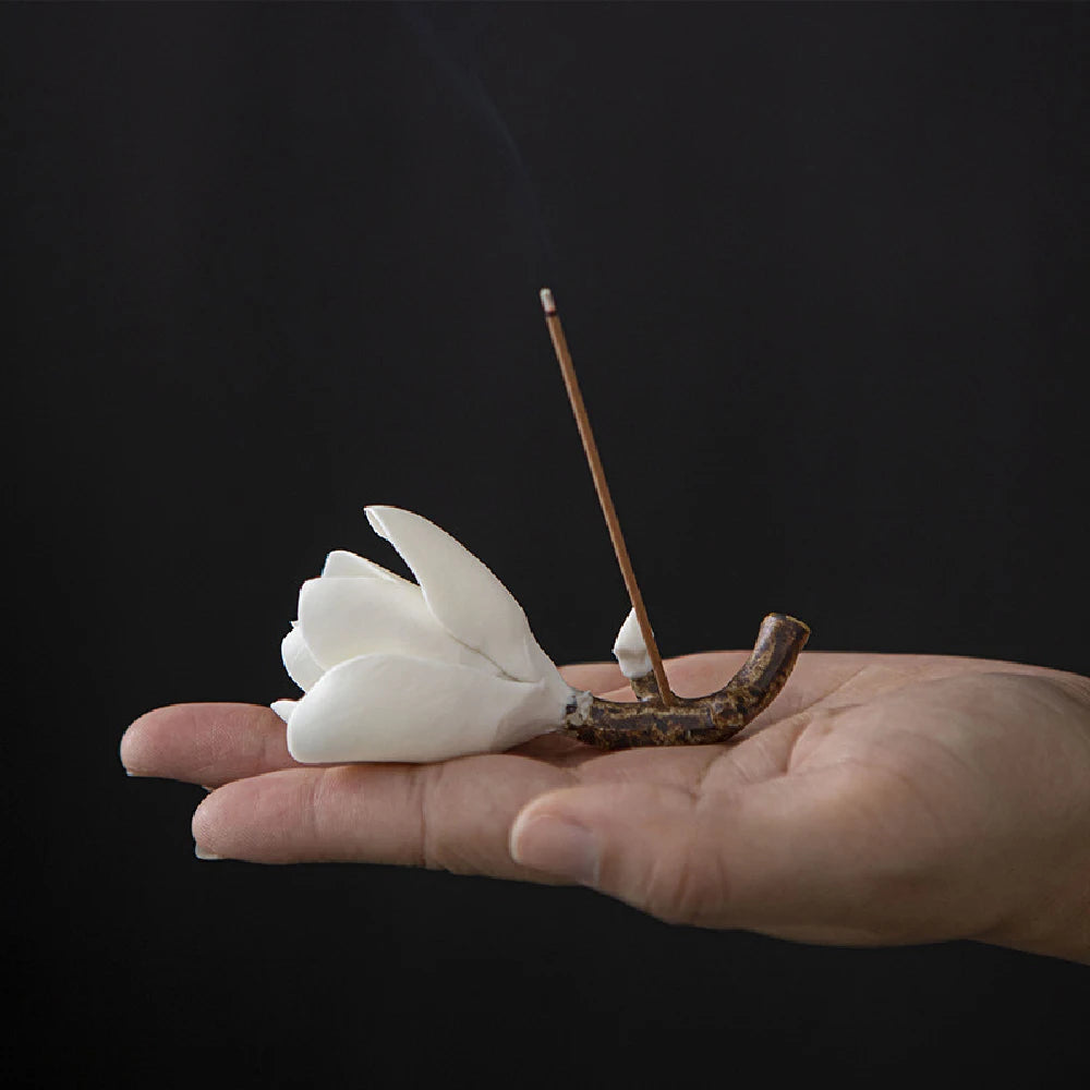 Handmade Ceramic Magnolia Flower Incense Stand - Image 4