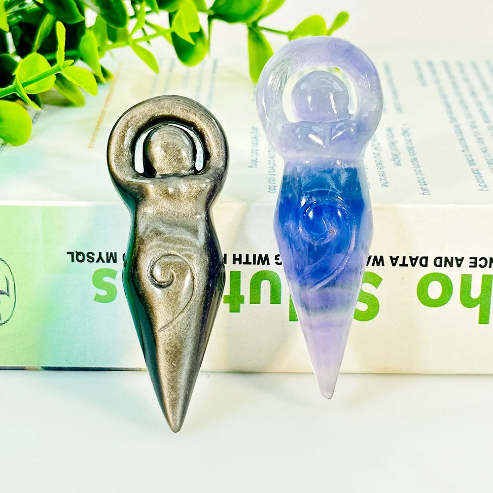 Natural Crystal Goddess Statue Carving – Pocket-Sized Home Decoration & Spiritual Gift - Image 5