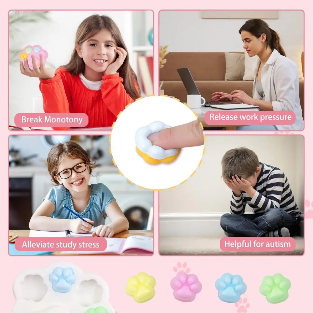 Kawaii Cat Paw Squeeze Toy - Colorful Stress Relief Novelty - Image 3